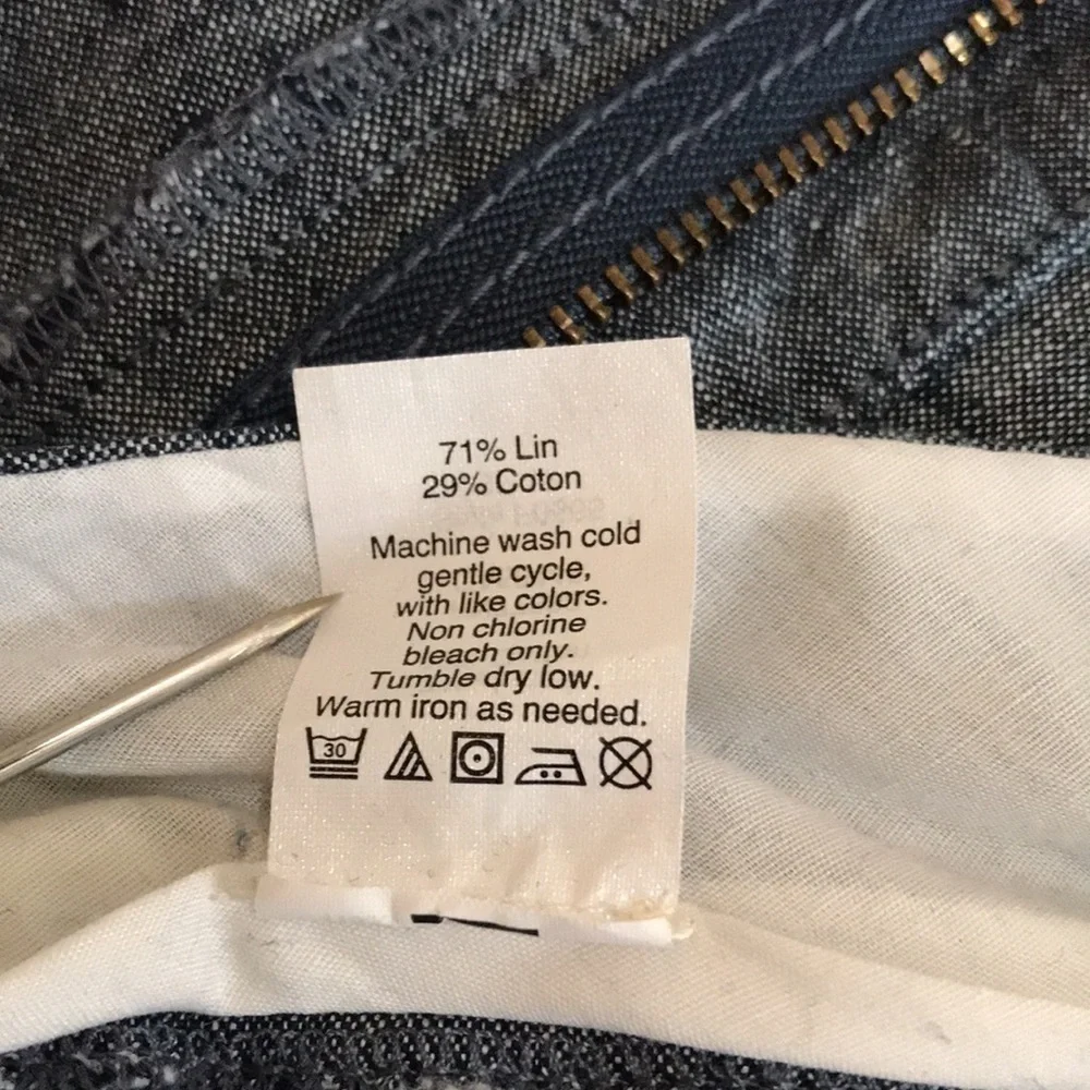 J.CREW—THE DRIGGS Men’s Dark Gray Slate Linen Cotton Blend Straight Leg Chinos